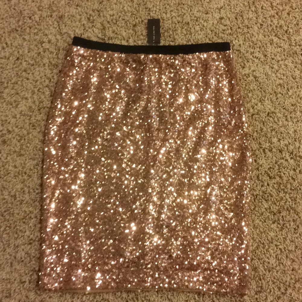The Limited Rose Gold Pink Sequin Stretch Skirt S